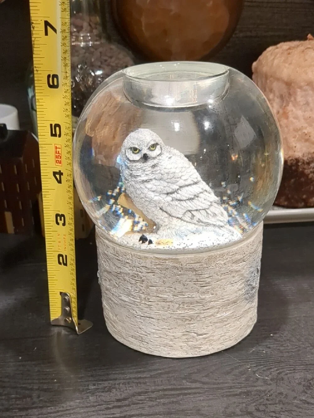 PartyLite Snowy Owl Snowglobe Tealight Holder Nature's Wonder Moving Snow NIB - Picture 4 of 8